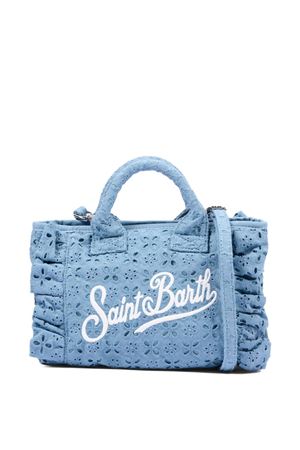 Borsa Vanity mini volant in cotone sangallo blu SAINT BARTH KIDS | VAMI01800549L